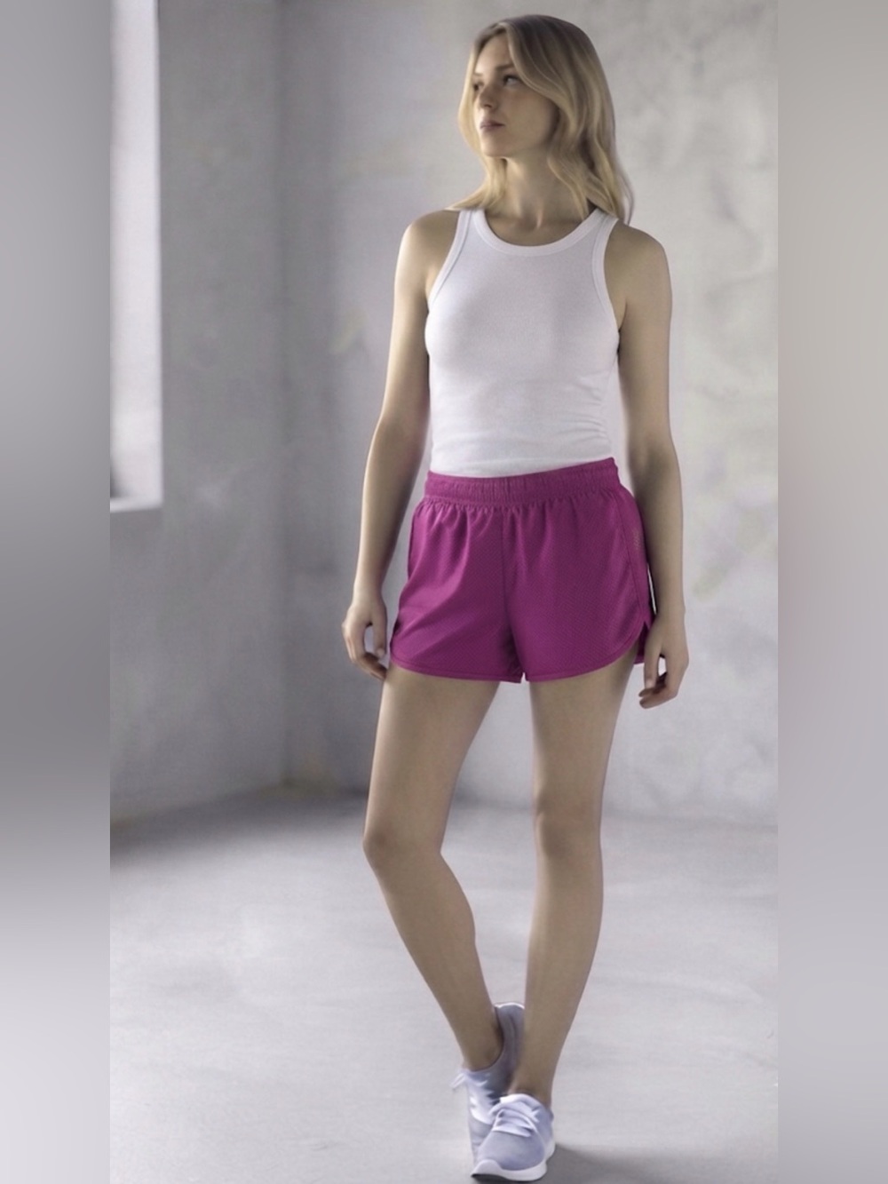Athletic Works Women's Magenta Elastic-Waist Athletic Shorts Size XXL